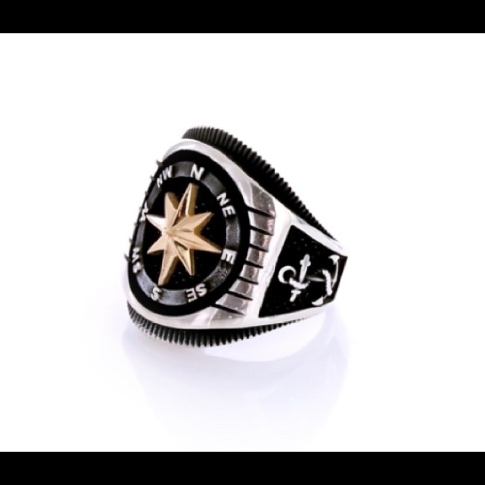 Black Label Heritage Compass Ring Size 12